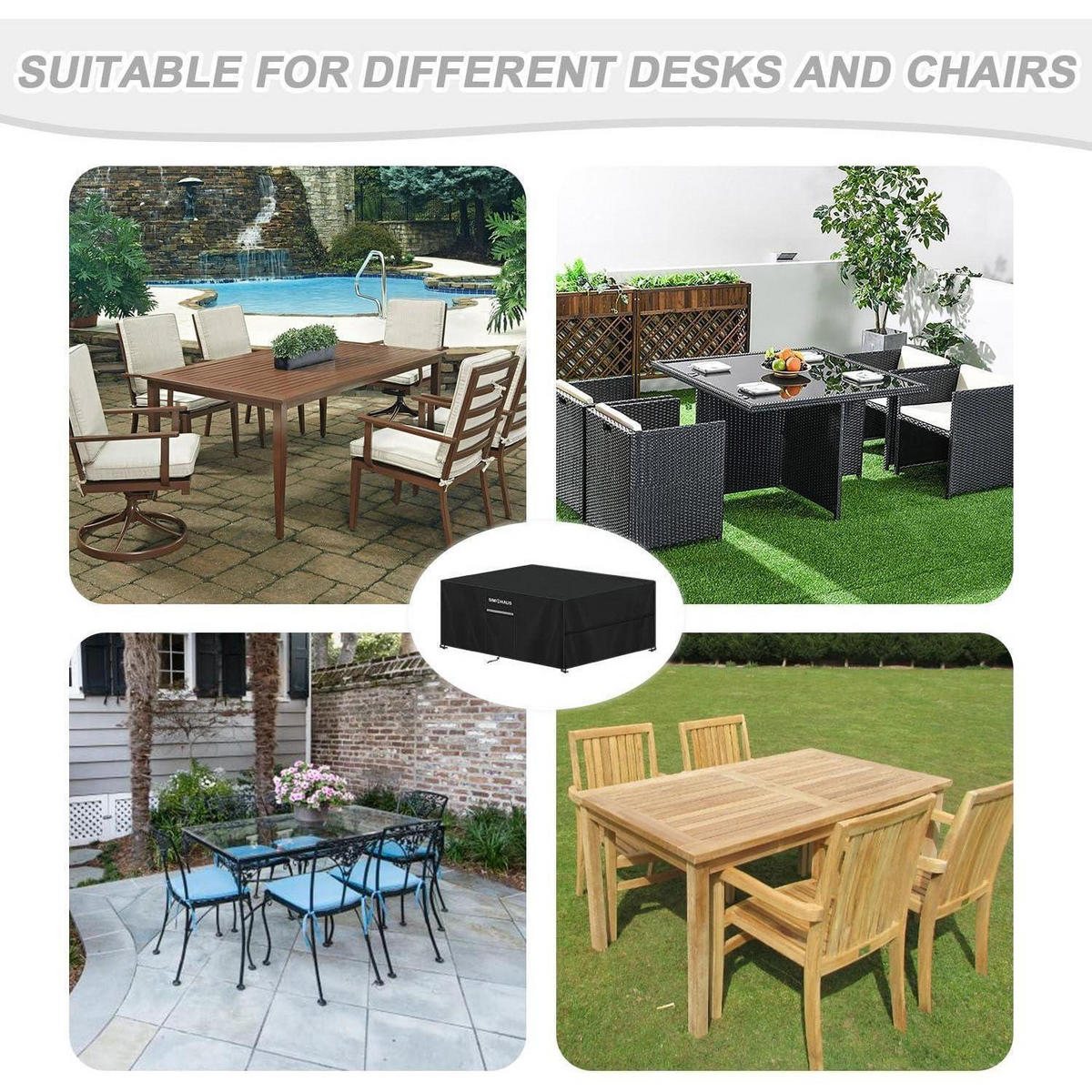 ABDECKUNG Gartenmöbel 180 x 130 x 90 cm Schwarz - Schwarz, Textil (130/90/180cm)