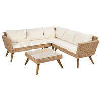 GARTEN-ECKSOFA mit Tisch 6-Sitzer Polyrattan Cremeweiß Vittoria - Beige/Creme, Kunststoff - Beliani