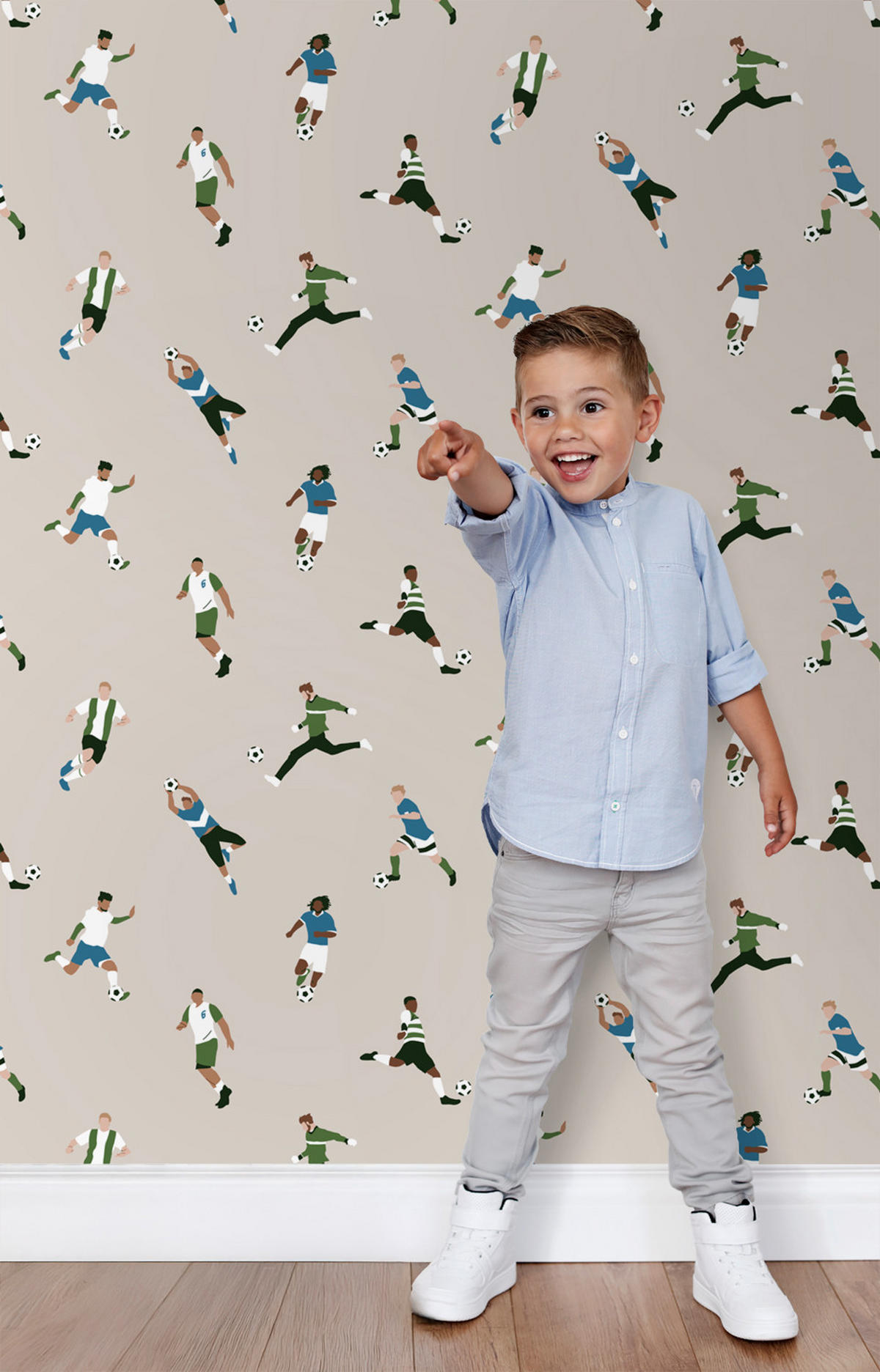 TAPETE Fußballspieler 50 x 900 cm - Beige, Papier (50/0.1cm) - ESTAhome