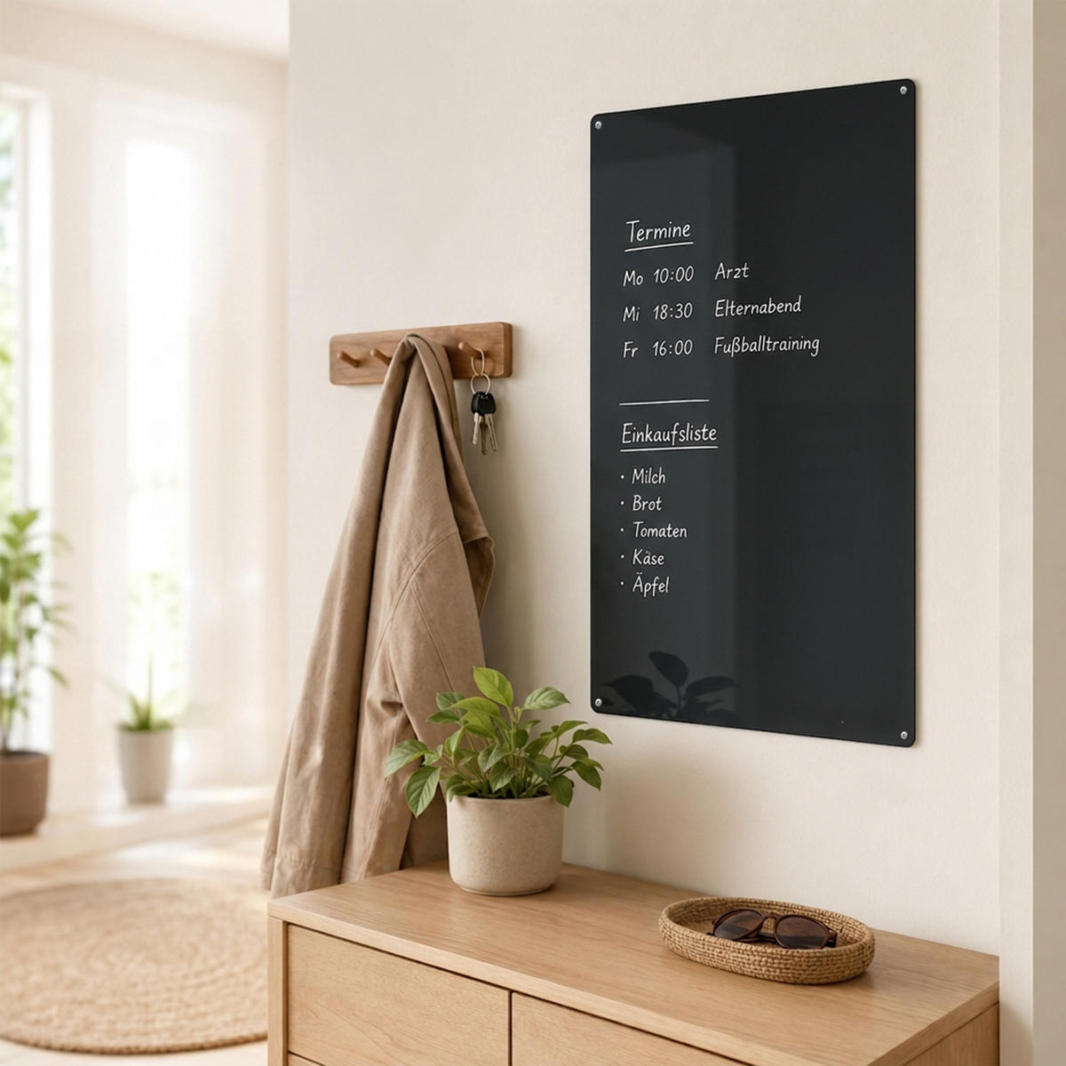 MAGNETTAFEL Schwarz Stahl beschreibbar 50x30 cm - Schwarz, Metall (50/30/0.1cm) - Relaxdays
