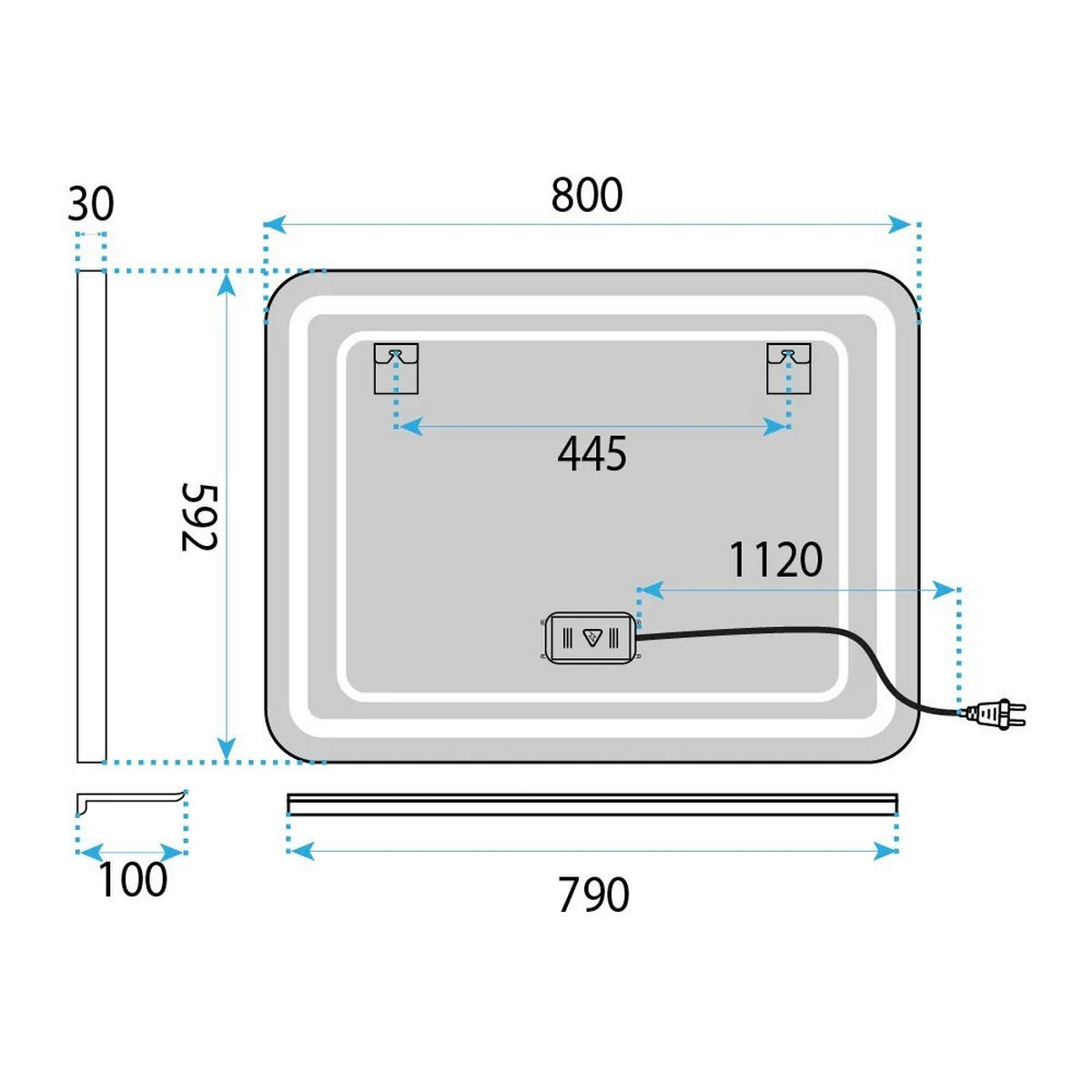 LED Regalspiegel Rea 80x60 Cm L-8060 - Transparent, Glas (80/60/3cm) - REA