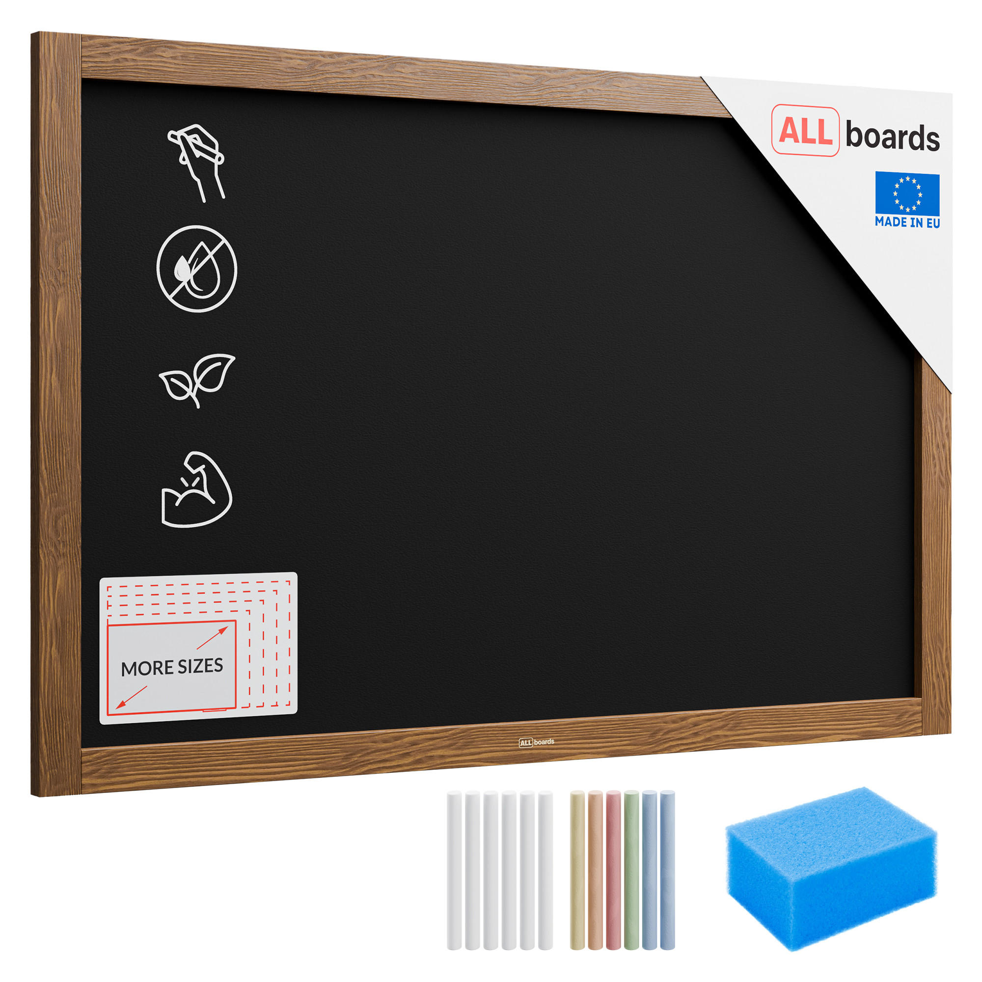 KREIDETAFEL mit Holzrahmen 90x60cm - Braun, Holz (90/60/2cm) - ALLboards