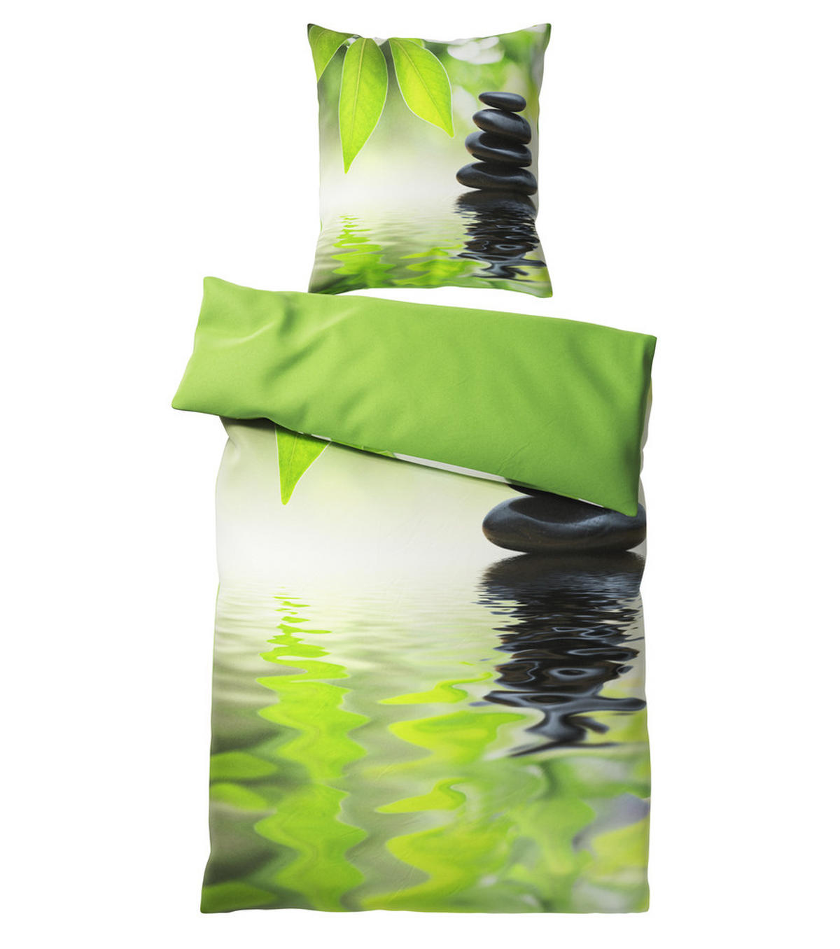 BETTWÄSCHE 2-teilig Harmony - Grün, Naturmaterialien (135/200cm) - Sanilo