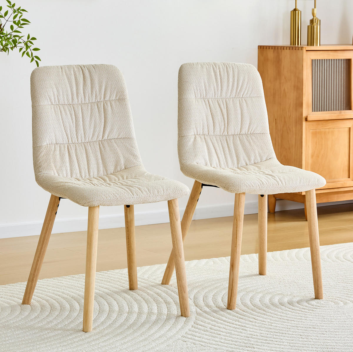 ESSZIMMERSTUHL mit Stoffbezug 88 cm Weiß Massivholzbeine 2er-Set - Weiß, Holz (48/88/44cm) - Meubliv