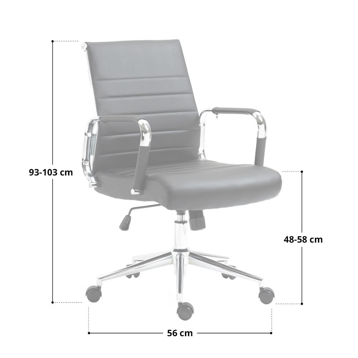 SCHREIBTISCHSTUHL OFFICE COMFORT LB Kunstleder Weiß - Silberfarben/Weiß, Textil/Metall (56/103/64cm) - SVITA