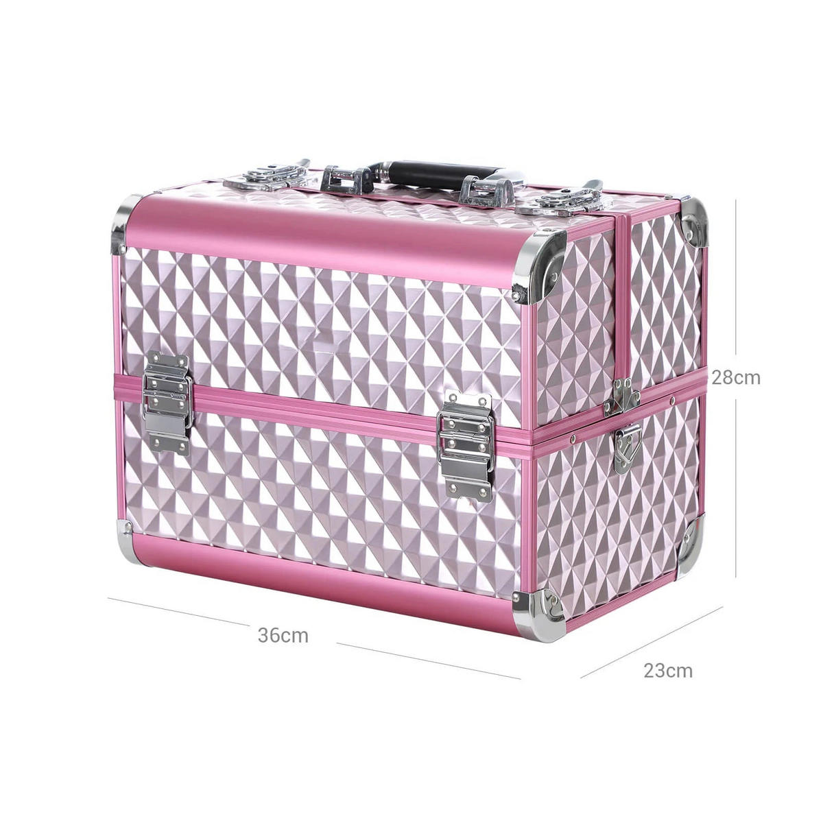 KOSMETIKKOFFER MIT DIAMANTMUSTER - Pink, Holzwerkstoff (28/23/36cm) - Hansiro