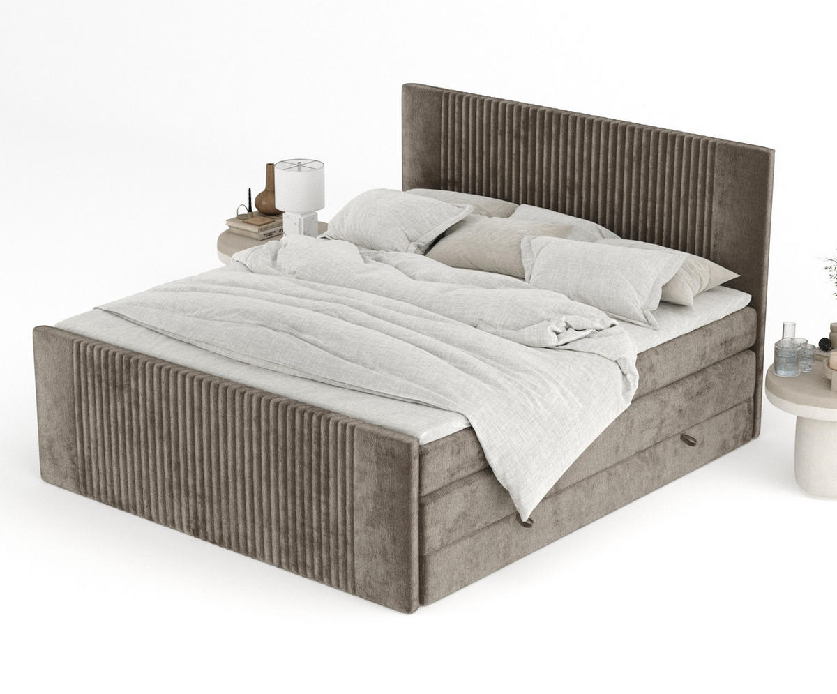 BOXSPRINGBETT Bergamo Braun 180/200 cm - Schwarz/Braun, Holz/Holzwerkstoff (180/200cm) - Maison de Reve