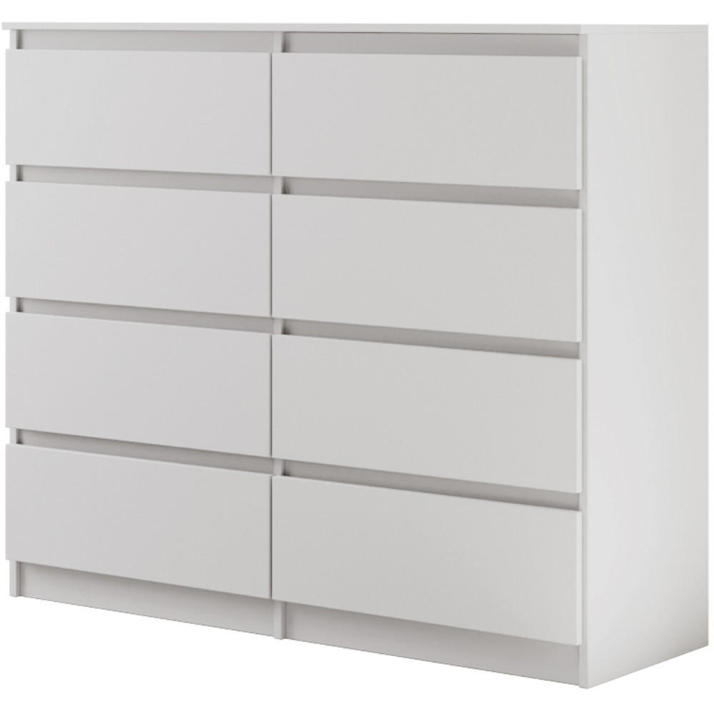 KOMMODE Lemon 120 cm mit acht Schubladen weiß matt - Weiß, Holzwerkstoff (120/101.5/39cm) - Beautysofa