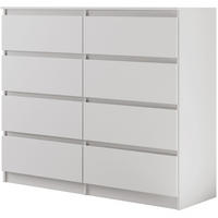 KOMMODE Lemon 120 cm mit acht Schubladen weiß matt - Weiß, Holzwerkstoff (120/101.5/39cm) - Beautysofa
