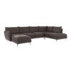 WOHNLANDSCHAFT Elou Khaki Luxusmicrofaser - Chromfarben/Dunkelbraun, Textil/Metall (336/87/200cm) - S-Style Möbel