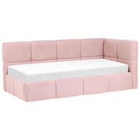 TAGESBETT Stoff 90/200 cm mit Stauraum rechtsseitig Rosa Jacou - Pink, Textil (90/200cm) - Beliani