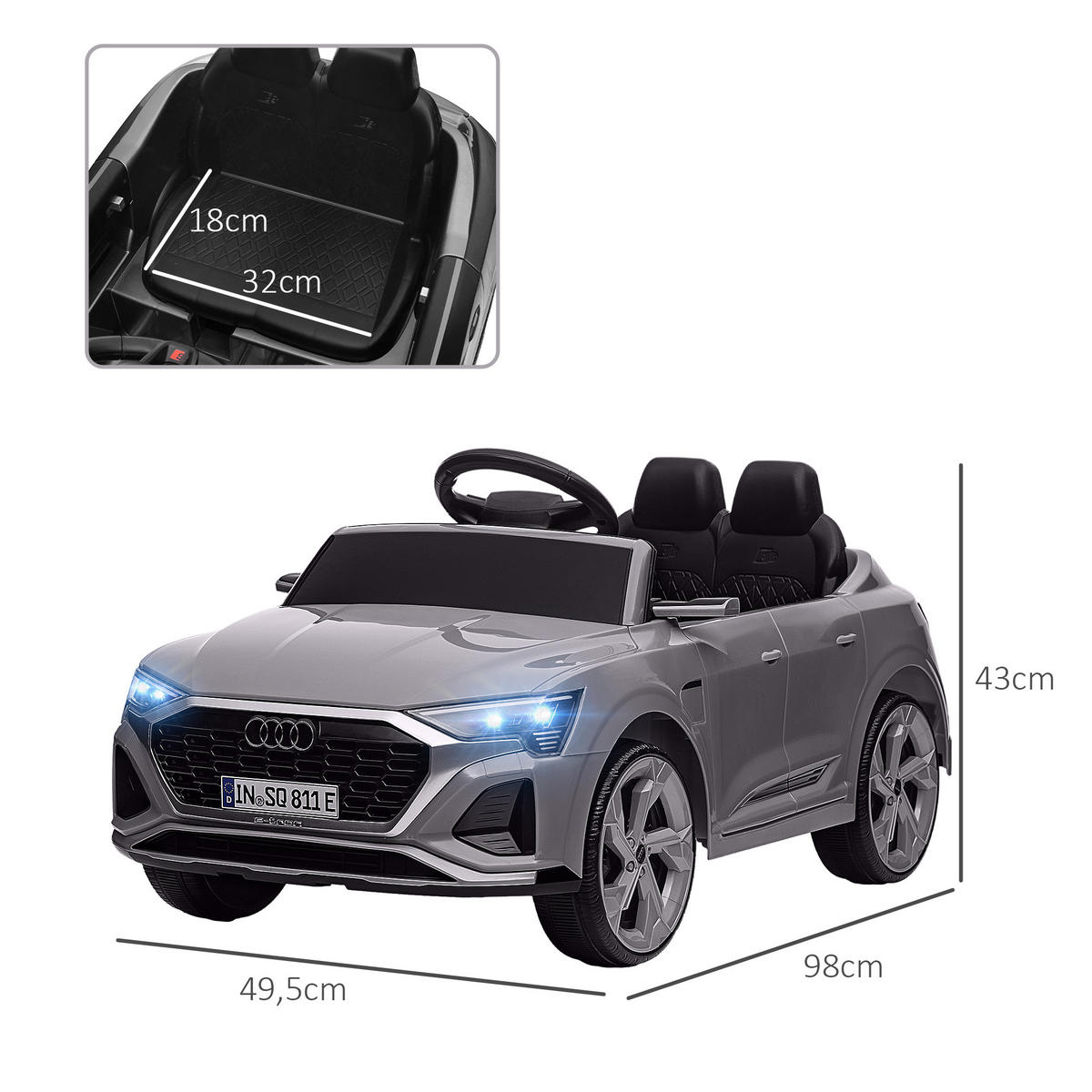 ELEKTRO-KINDERAUTO DE-13158 2,4G Fernbedienung Grau - Grau, Kunststoff (98/49.5/43cm) - ComfortXL
