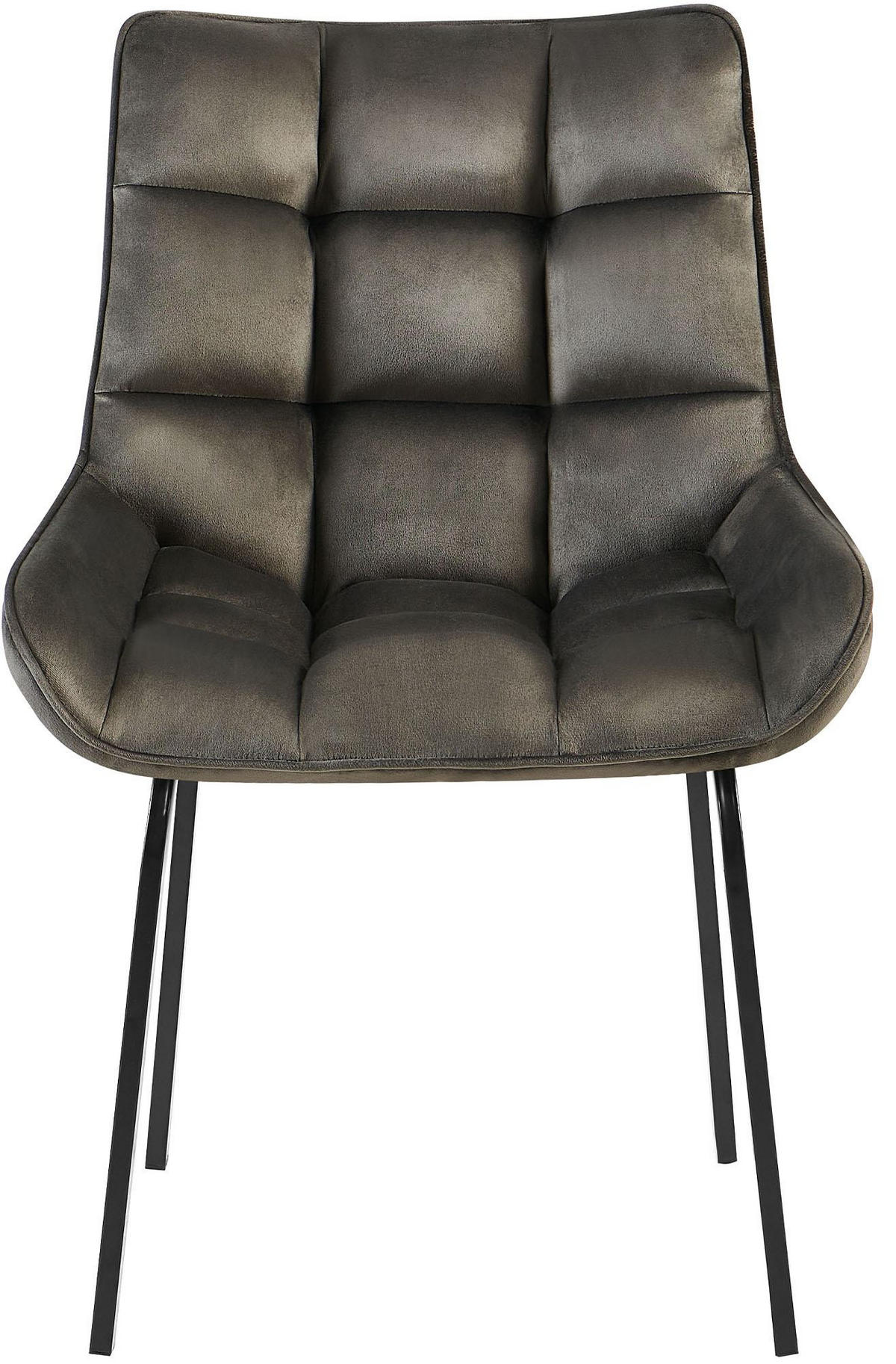 STUHL 2er Set Samt Anthrazit - Anthrazit/Schwarz, Textil/Metall (58/84/57cm) - CLP