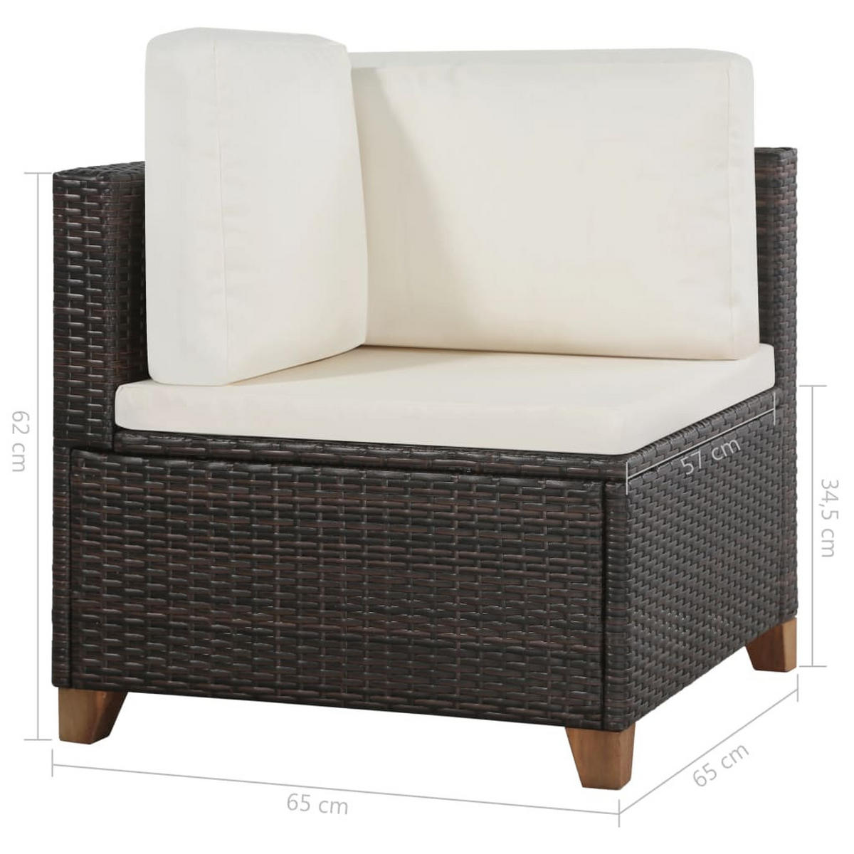 GARTEN-LOUNGE-SET 4-teilig Mit Kissen Poly-Rattan Braun - Creme/Braun, Kunststoff/Textil - vidaXL
