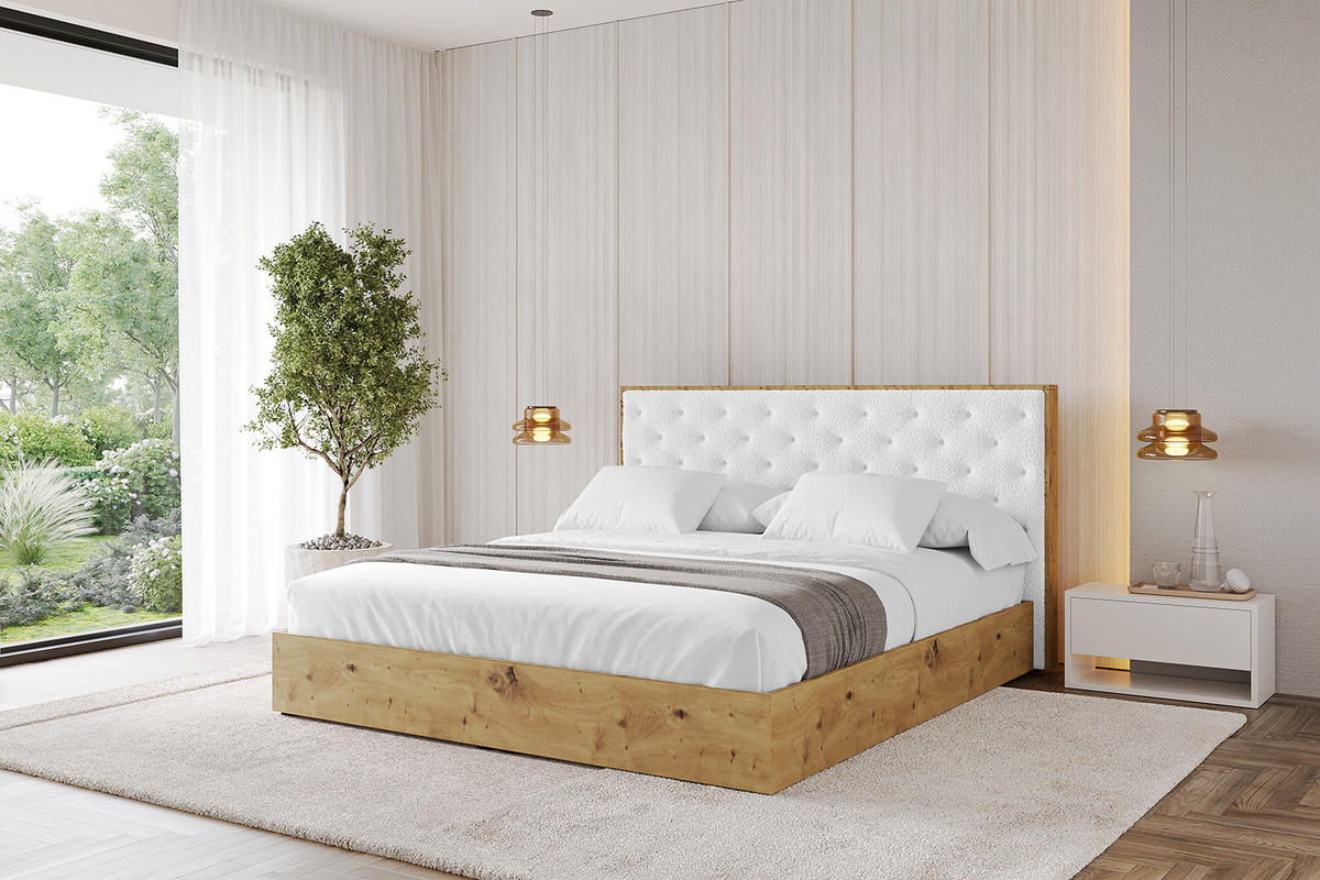 POLSTERBETT mit Bettkasten und Lattenrost, Boxbett ohne Matratze - ENZO3 120x200 Weiß - Weiß, Holzwerkstoff/Textil (120/200cm) - ALTDECOR