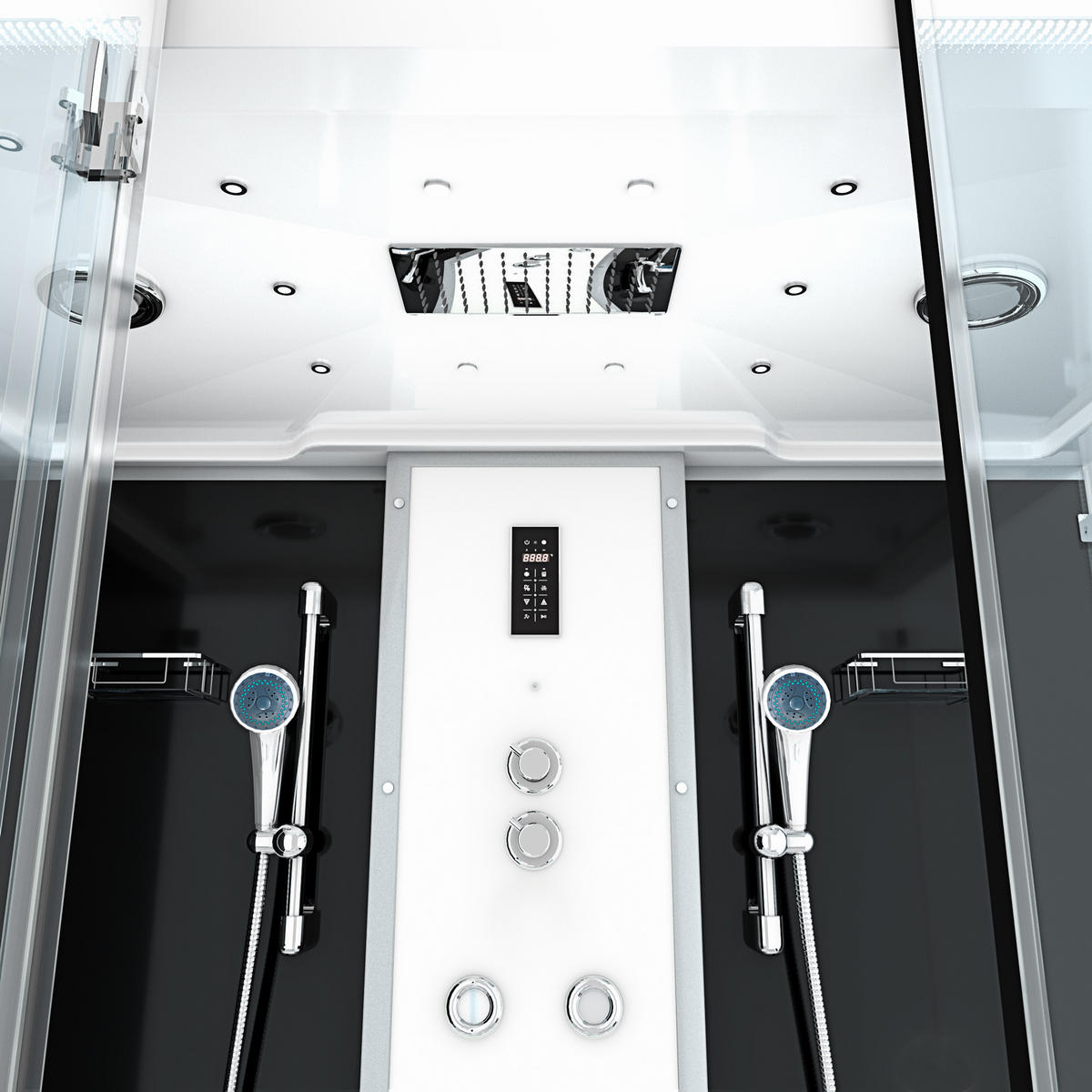 BADEWANNE mit Tür Dusche K88-SW-EH-A-EC-SC-EA - Schwarz, Glas/Kunststoff (180/228/100cm) - AcquaVapore by Sandra Jentho