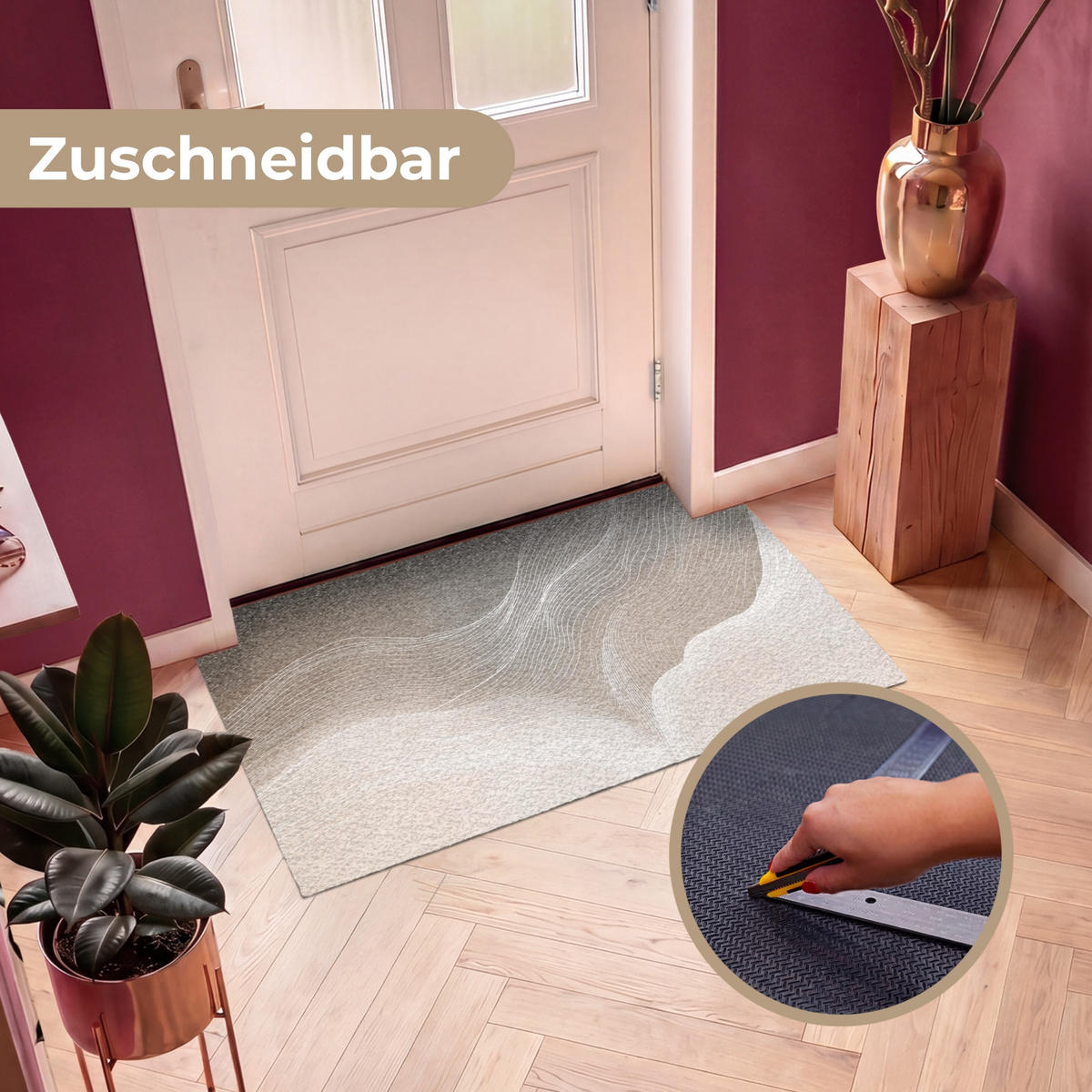 ROHOŽKA Vlnité linie - Vzdušné proudy - Harmonické 120x80 cm - béžová, textil/umělá hmota (120/0.4cm) - MuchoWow