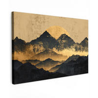LEINWANDBILD Goldene Berge bei Mondschein Groß 140x90 cm - Goldfarben, Textil (140/90cm) - MuchoWow