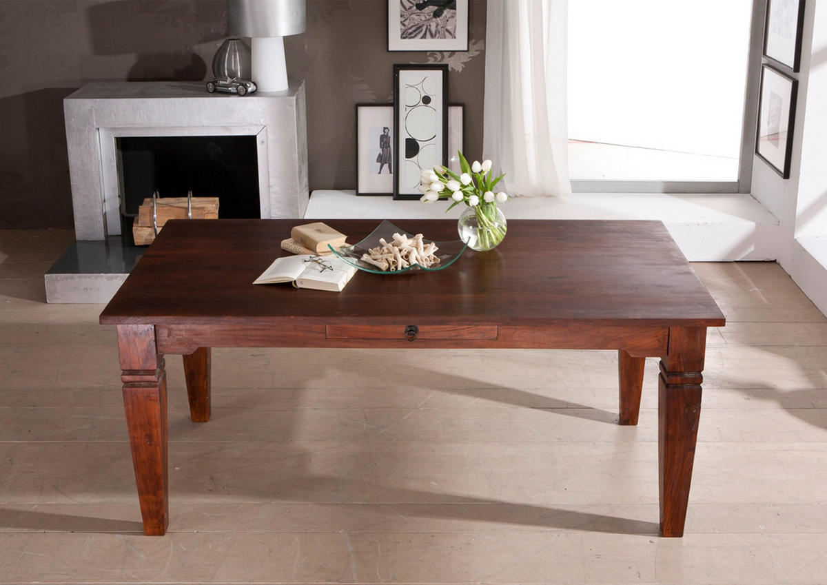ESSTISCH Akazie 180x90x76 nougat lackiert OXFORD #604 - Dunkelbraun, Holz (180/90/76cm) - Massivmoebel24