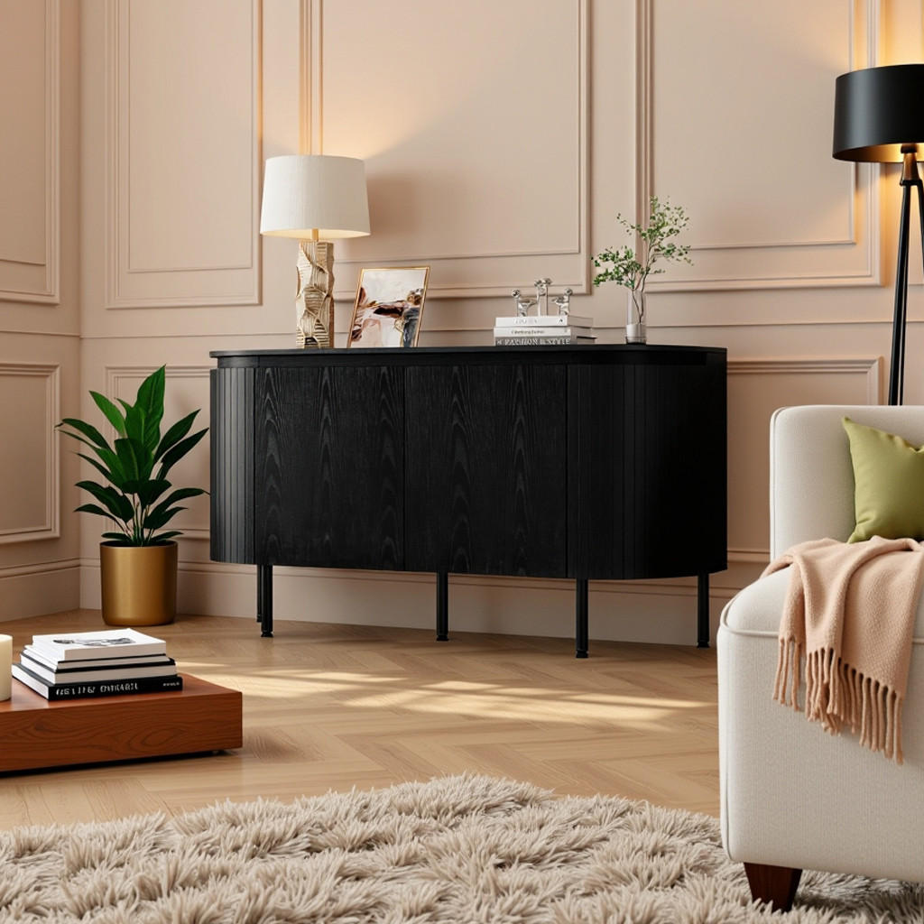 SIDEBOARD mit praktischem Stauraum - Schwarz, Holzwerkstoff (145/78/43cm) - Urban Meuble