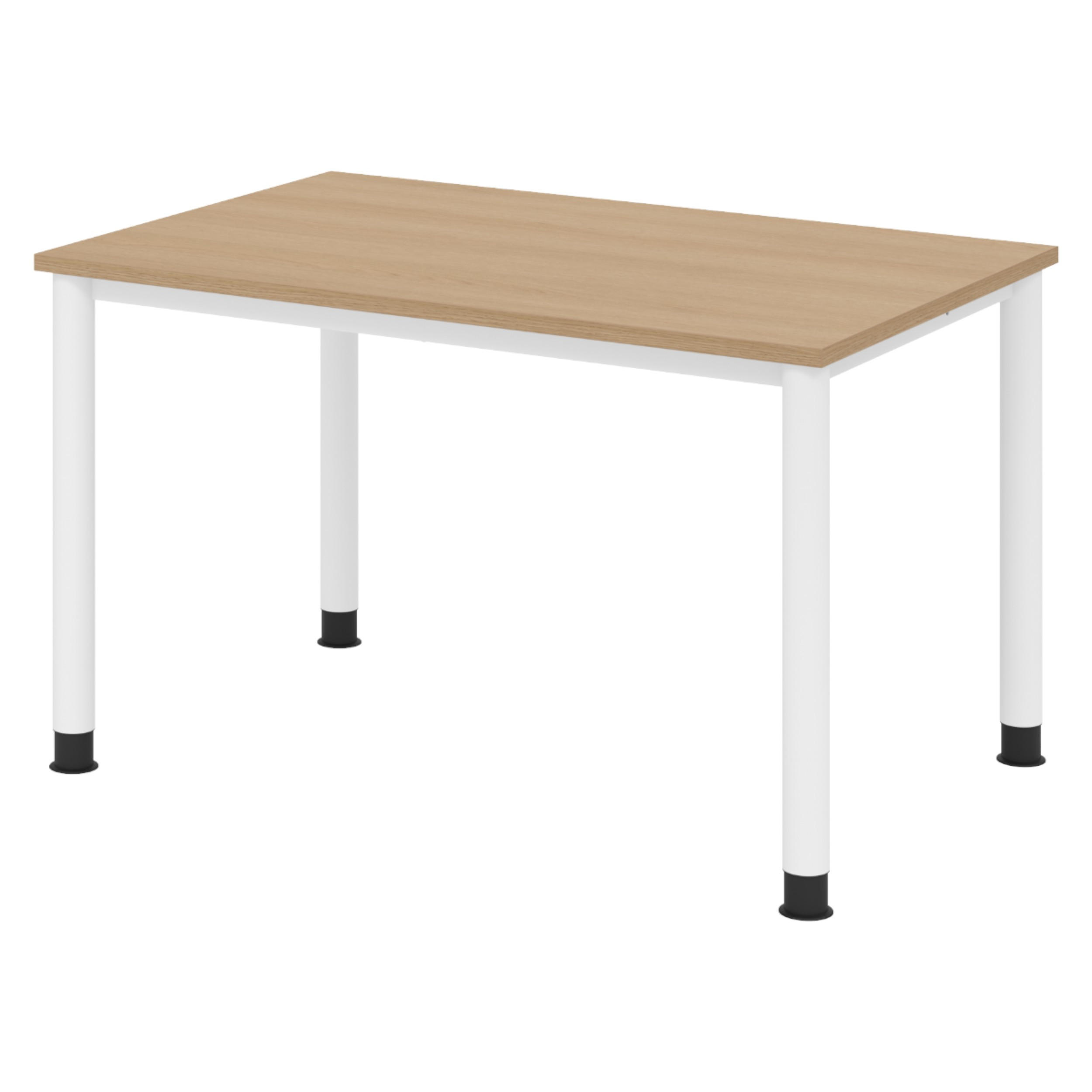 SCHREIBTISCH Serie-H 80/120/74 cm in Eichefarben/Weiß - Eichefarben/Weiß, Holzwerkstoff (80/120/74cm) - bümö