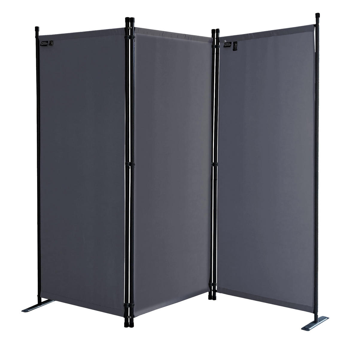 PARAVENT 3-tlg. 170x165 cm Grau - Grau, Metall (165/170cm) - QUICK STAR