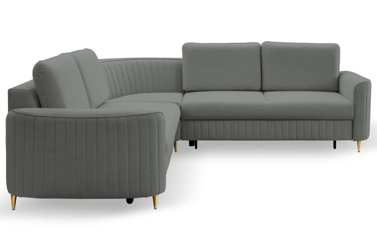 ECKSOFA LAREN, modernes Schlafsofa mit Stauraum, Plastikfüße, L-förmig, lose Rückenkissen freistehend, RECHTS 252x251x85 cm Dark grey - Dunkelgrau, Holz/Textil (252/251cm) - DomoHome