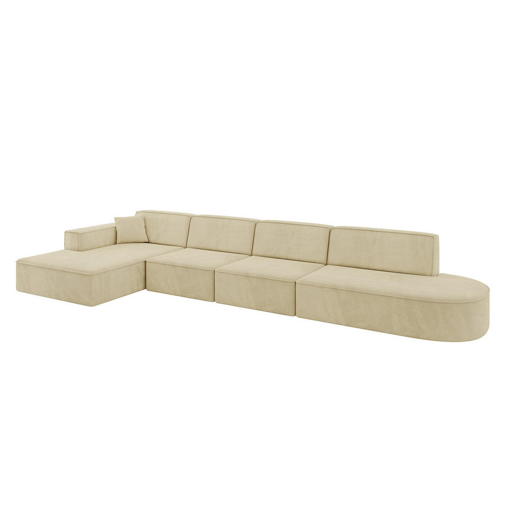 ALTDECOR ROHOVÁ SEDAČKA s otomanem vlevo IREA-L3-v4 – 412 × 165 × 77 cm, béžová