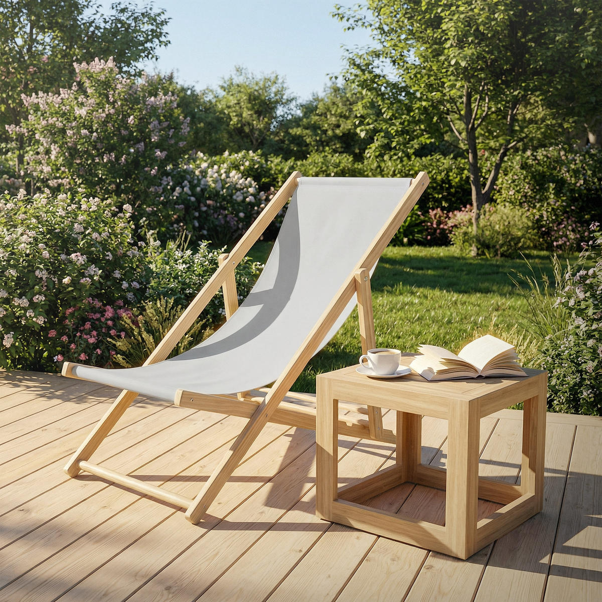 LIEGESTUHL 5er Set Hellgrau - Hellgrau, Holz (57.5/83/100cm) - ECD-Germany