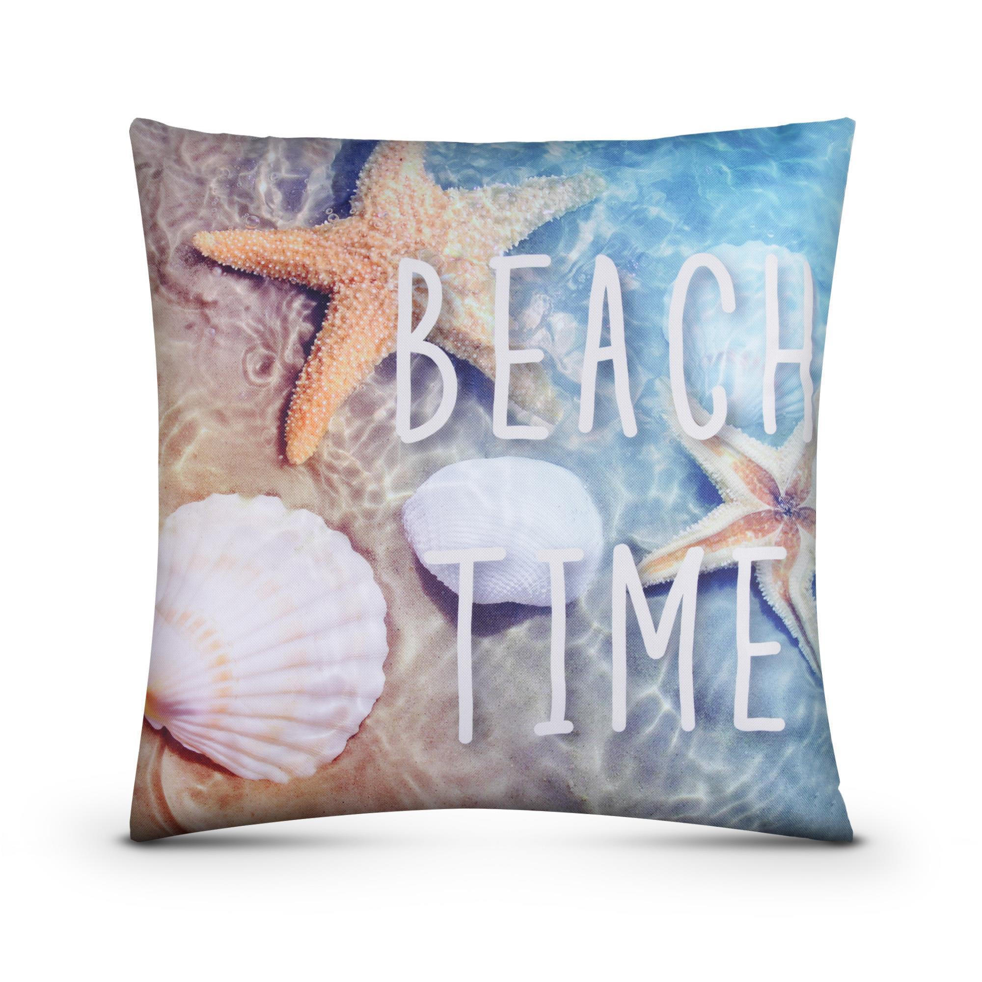 OUTDOORKISSEN 45x45 cm wasserabweisend "Beach Time" 1er-Pack - Hellblau, Kunststoff (45/45cm)