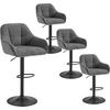BARHOCKER 4er Set gepolstert, Chenille, Cord, Dunkelgrau - Dunkelgrau/Schwarz, Kunststoff/Textil (52/87/50cm) - Woltu