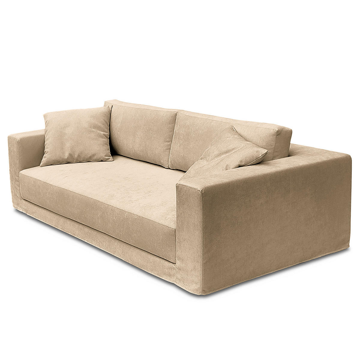 3-SITZER SOFA mit Wechselbezug - Webstoff - Beige, Textil (245/63/122cm) - home24