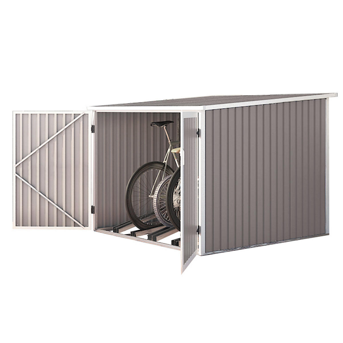 FAHRRADGARAGE - Hellgrau, Metall (203/157/198cm) - HATTORO