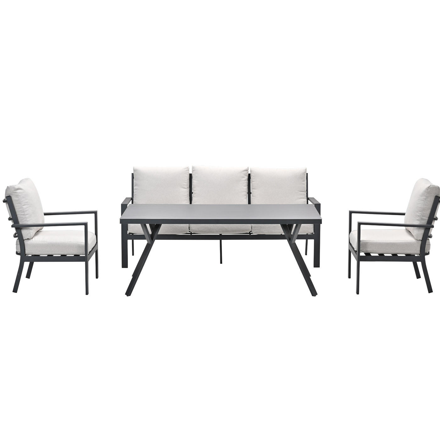 GARTENLOUNGESE Sergio Sofa 4-teilig, Premium Dining Set, Gartenmöbelset - Anthrazit, Metall - GARDEN IMPRESSIONS