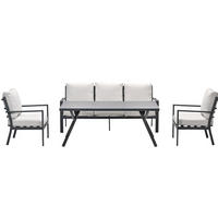 GARTENLOUNGESE Sergio Sofa 4-teilig, Premium Dining Set, Gartenmöbelset - Anthrazit, Metall - GARDEN IMPRESSIONS