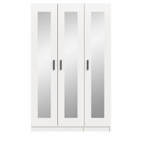 KLEIDERSCHRANK in weiß 120 x 194 cm skandinavisch, Drehtürenschrank 3-türig mit Spiegel - Schwarz/Weiß, Glas/Holzwerkstoff (120/194/56cm) - Inn.Furn