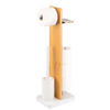 STAND-WC-GARNITUR 4in1, Bambus/Metall weiß - Weiß, Holz (23/68/18cm) - eluno