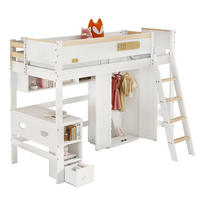 HOCHBETT 90/200 cm mit Tisch und Kleiderschrank in Weiß/Natur - Weiß, Holz (90/200cm) - BEAOK