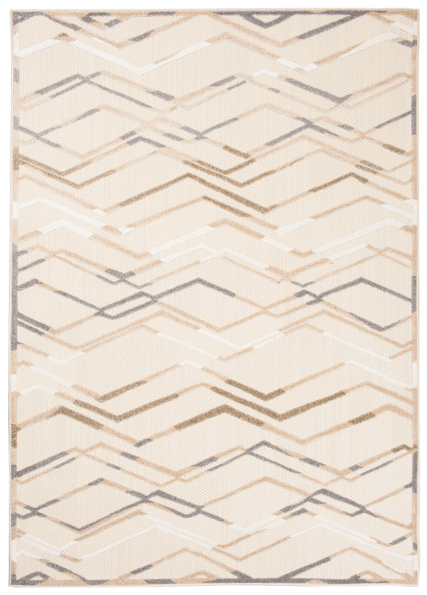 TEPPICH In-Outdoor Beige Abstract, Streifen - Kurzflor Rechteckig Creme - 120 x 170 cm - Beige, Textil (120/170cm) - Mazovia