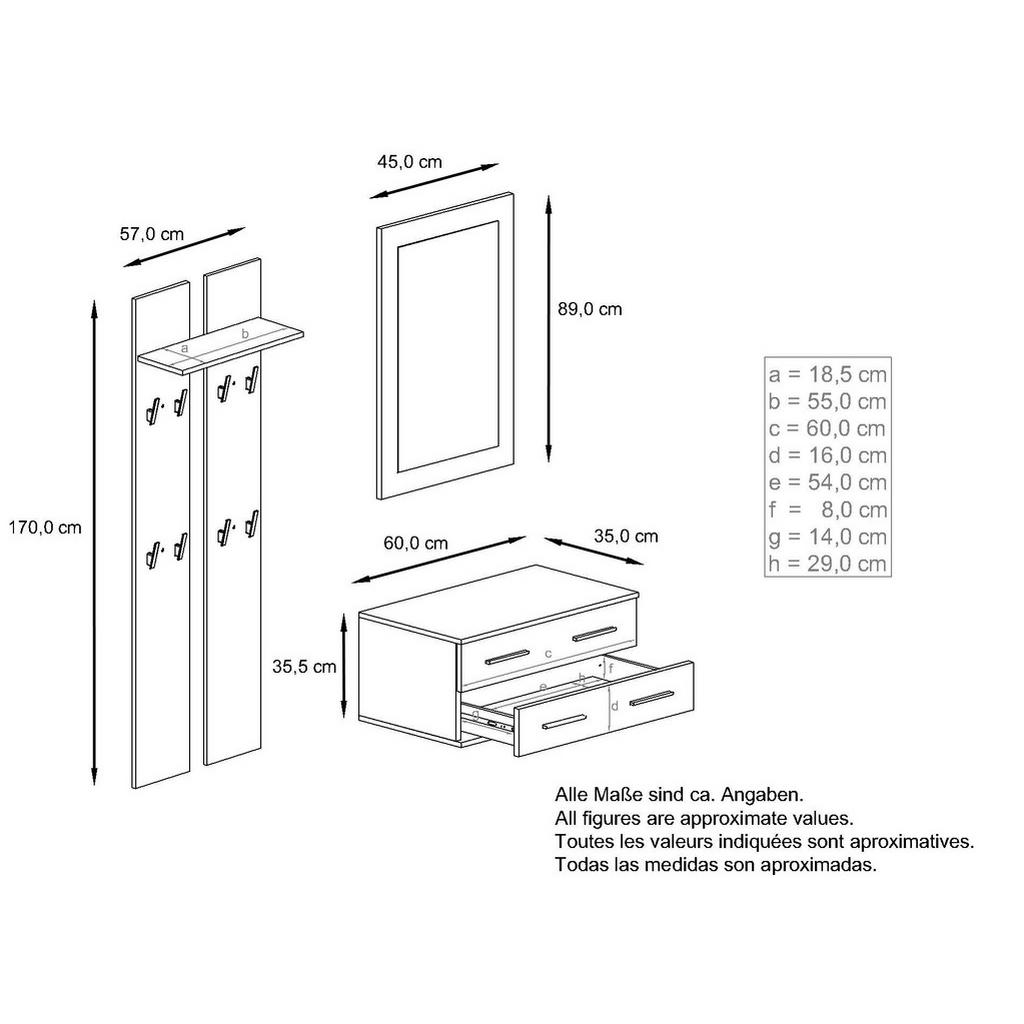 Thumbnail - Vladon Garderobe, Brombeere, Holzwerkstoff, 170x200x35 cm, Garderobe, Garderoben-Sets & Serien, Garderoben-Sets