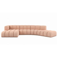 ECKSOFA L-Form GRAND Round, Stoff Salvador, Rosa, Links - Pink, Holz (445/179cm) - Kaiser Möbel