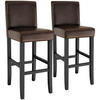BARHOCKER 2er Set Kunstleder, Sitzhöhe 76 cm,antikbraun - Braun, Holz (40/107/41cm) - tectake