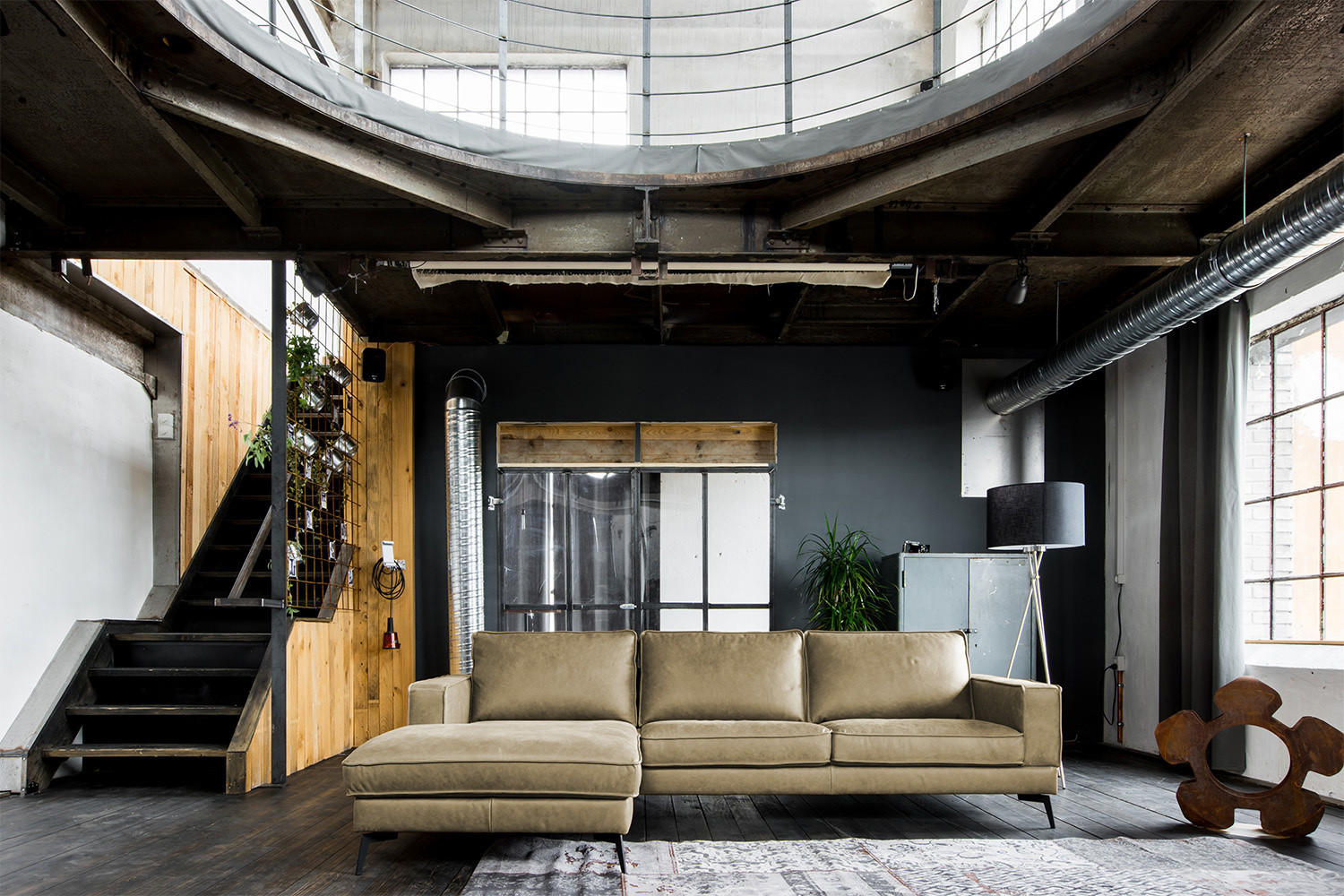 ECKSOFA BLOOM Grün Leder - Schwarz/Grün, Leder (276/177cm) - KAWOLA