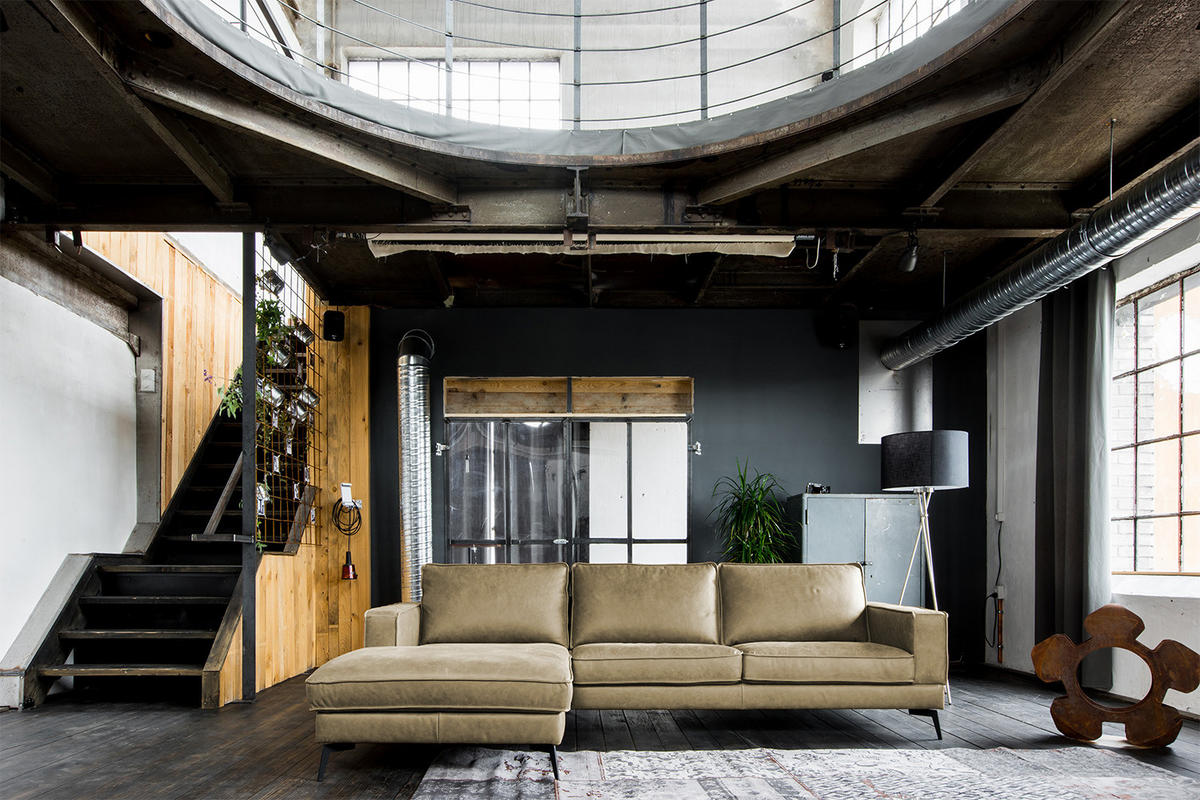 ECKSOFA BLOOM Grün Leder - Schwarz/Grün, Leder (276/177cm) - KAWOLA