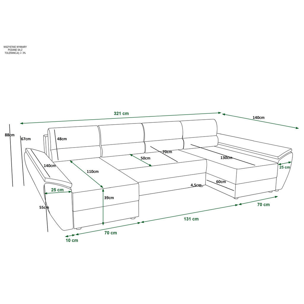 Thumbnail - Bedante Wohnlandschaft, Dunkelblau, Textil, U-Form, 326x86x140 cm, Wohnzimmer, Sofas & Couches, Wohnlandschaften, Wohnla...