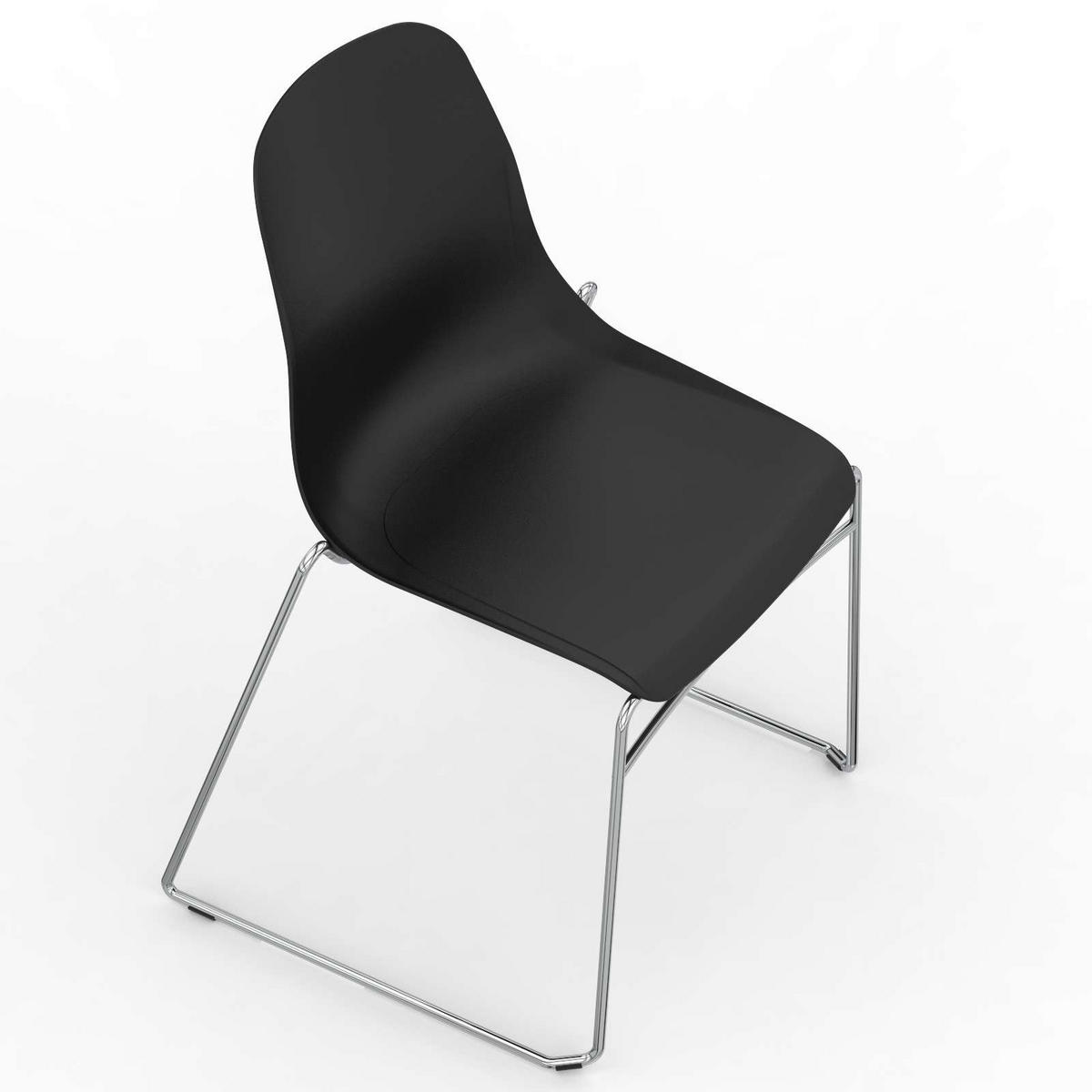 BESUCHERSTUHL V1803 Kunststoff Hartschale Schwarz - ergonomisch, 120 kg belastbar - Schwarz, Kunststoff/Metall (53/82/51cm) - Versee