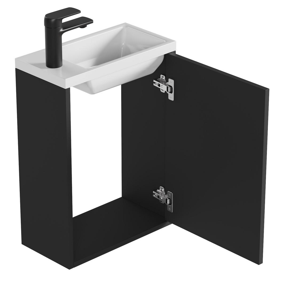 GÄSTE-WC-MÖBELSET Florence 2 Teile Schwarz Hochglanz - 40 x 22 x 50 cm - Schwarz, Holz (40/50/22cm) - Badplaats