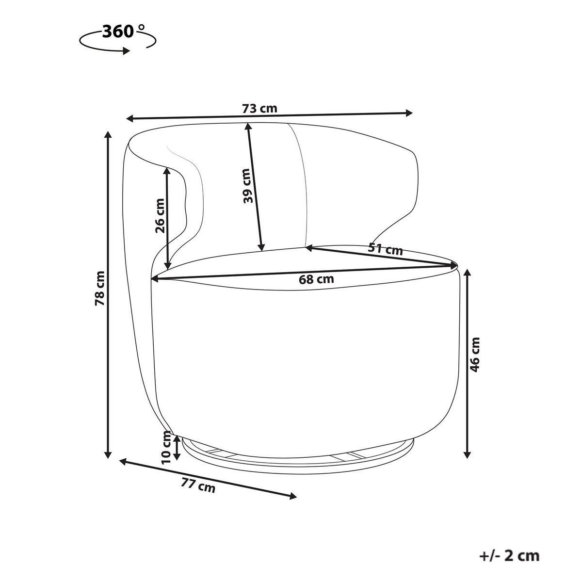 DREHSESSEL Cremeweiß Molleby - Schwarz/Weiß, Textil (73/78/77cm) - Beliani