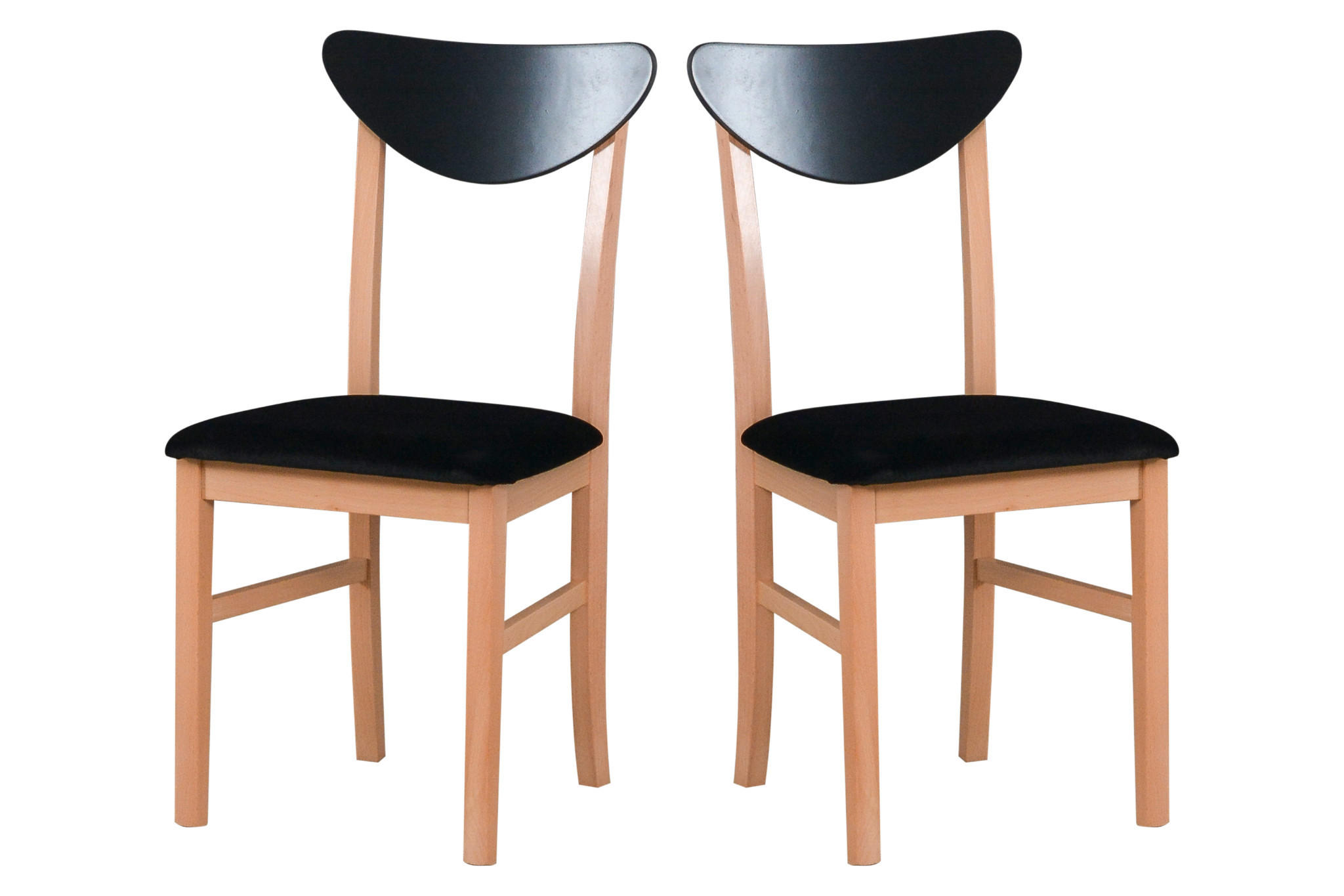 STUHL 2er Set Leo 2, Buchefarben - Buchefarben/Schwarz, Holz (43/86/40cm) - Leaf Design