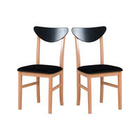 STUHL 2er Set Leo 2, Buchefarben - Buchefarben/Schwarz, Holz (43/86/40cm) - Leaf Design